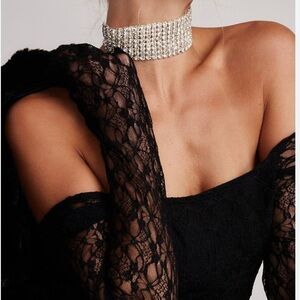 12th Tribe Silver Crystal Rhinestone Choker Necklace